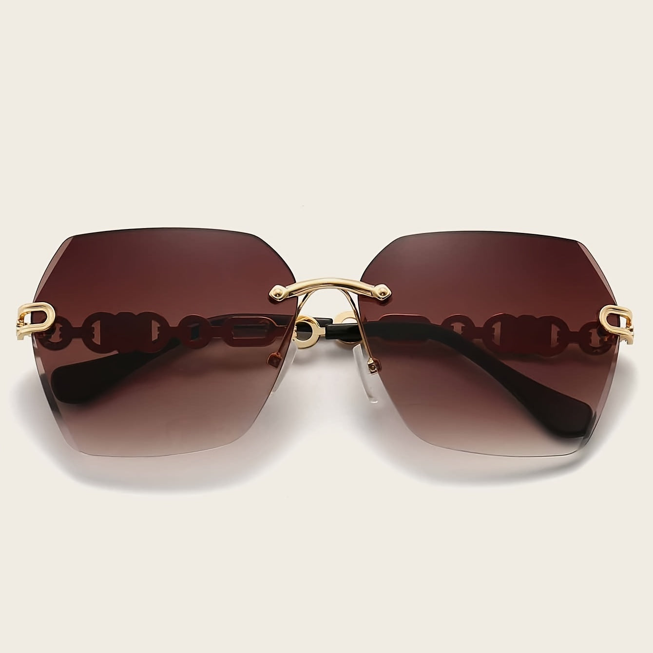 Flower Rimless Sunglasses Retro Chain Vintage UV400 Sun Shades