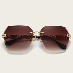 Flower Rimless Sunglasses Retro Chain Vintage UV400 Sun Shades