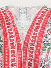Women's Plus Paisley Print Long Sleeve Boho Cover Up