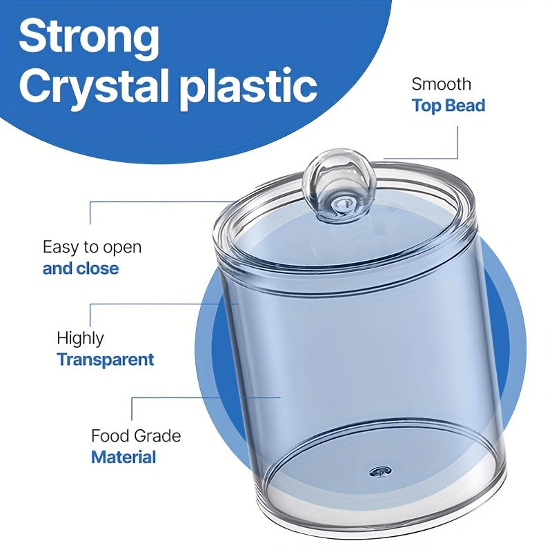 Clear Plastic Swab Holders with Lid Dust-Proof Jars for Vanity Dresser