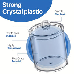 Clear Plastic Swab Holders with Lid Dust-Proof Jars for Vanity Dresser