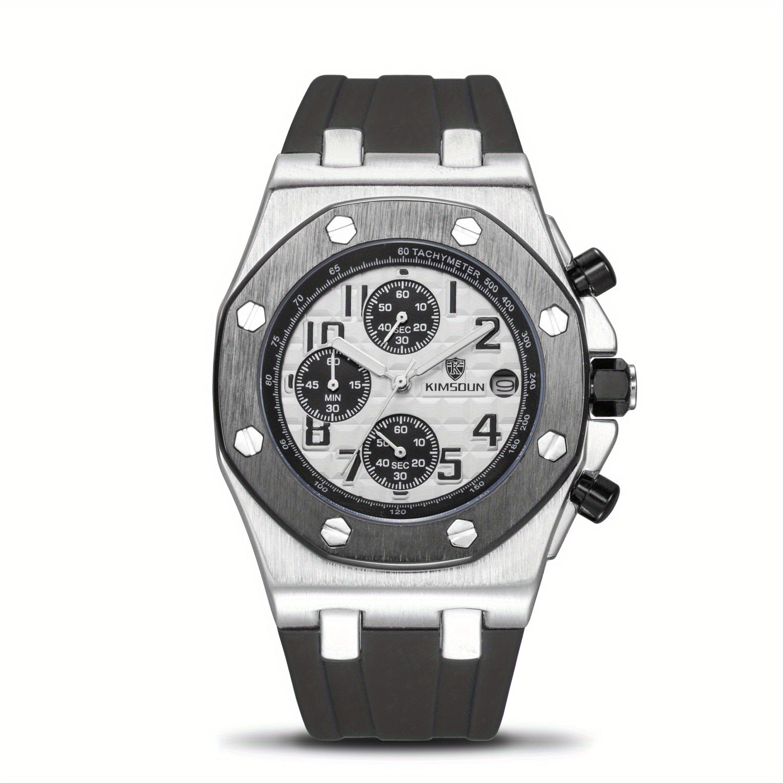 Men's 3-Eye Multifunction Silicone Strap Watch