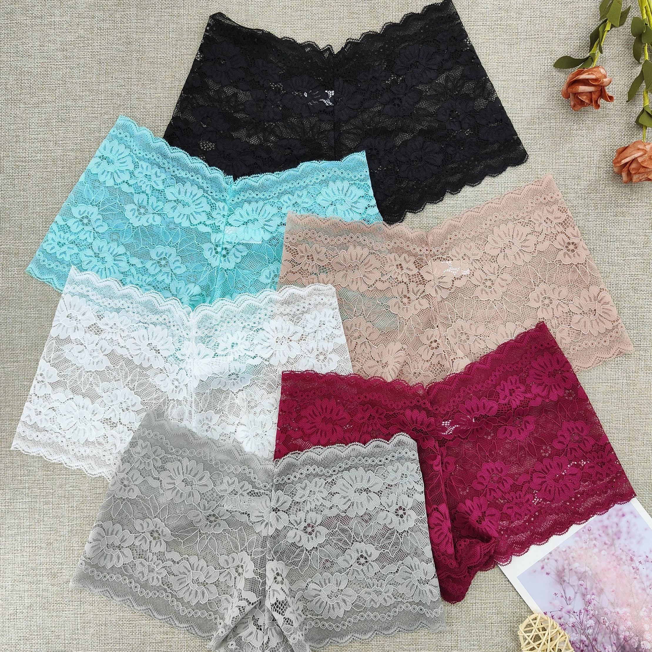 6pcs Lace Boyshort Panties Soft & Comfortable Women's Lingerie