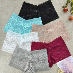 6pcs Lace Boyshort Panties Soft & Comfortable Women's Lingerie