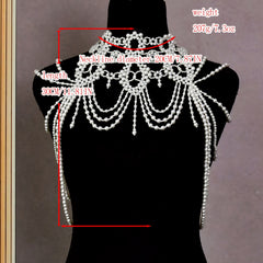 Pearl Bridal Beaded Shoulder Necklace for Women's Wedding Dress