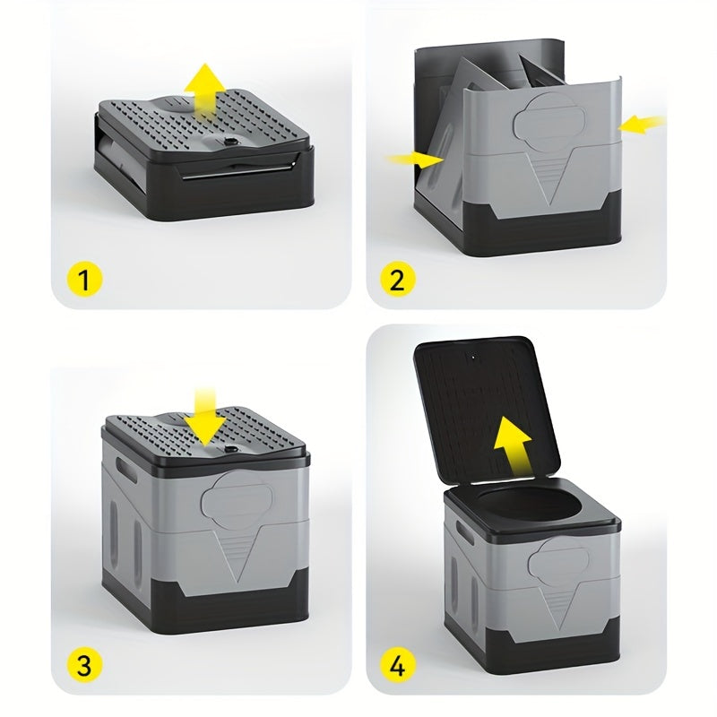 Foldable Portable Toilet for Camping and Car Travel - Hygienic Outdoor Solution