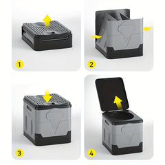 Foldable Portable Toilet for Camping and Car Travel - Hygienic Outdoor Solution