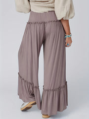 Elastic Drawstring Wide Leg Trousers