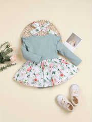 Baby Girls Floral Dress Stitching Romper Onesie
