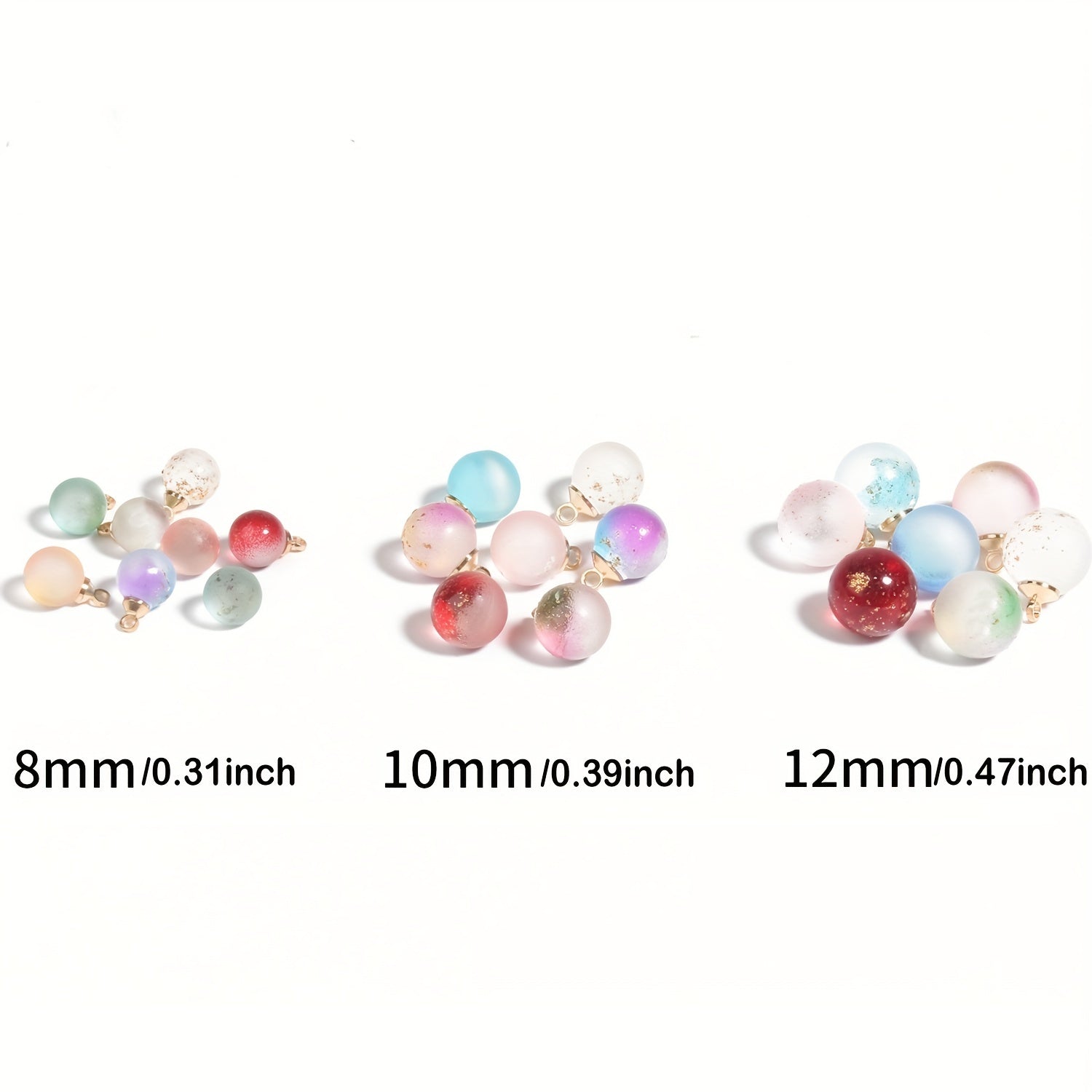 10pcs Golden Dot Frosted Round Bead Glass Charms DIY Jewelry Accessories