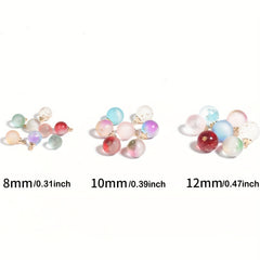 10pcs Golden Dot Frosted Round Bead Glass Charms DIY Jewelry Accessories