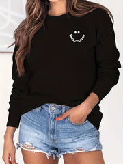 Smile Graphic Long Sleeve Sweatshirt