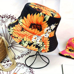 Sun Flower Print Bucket Hat Sunflower Big Brim Basin Hat