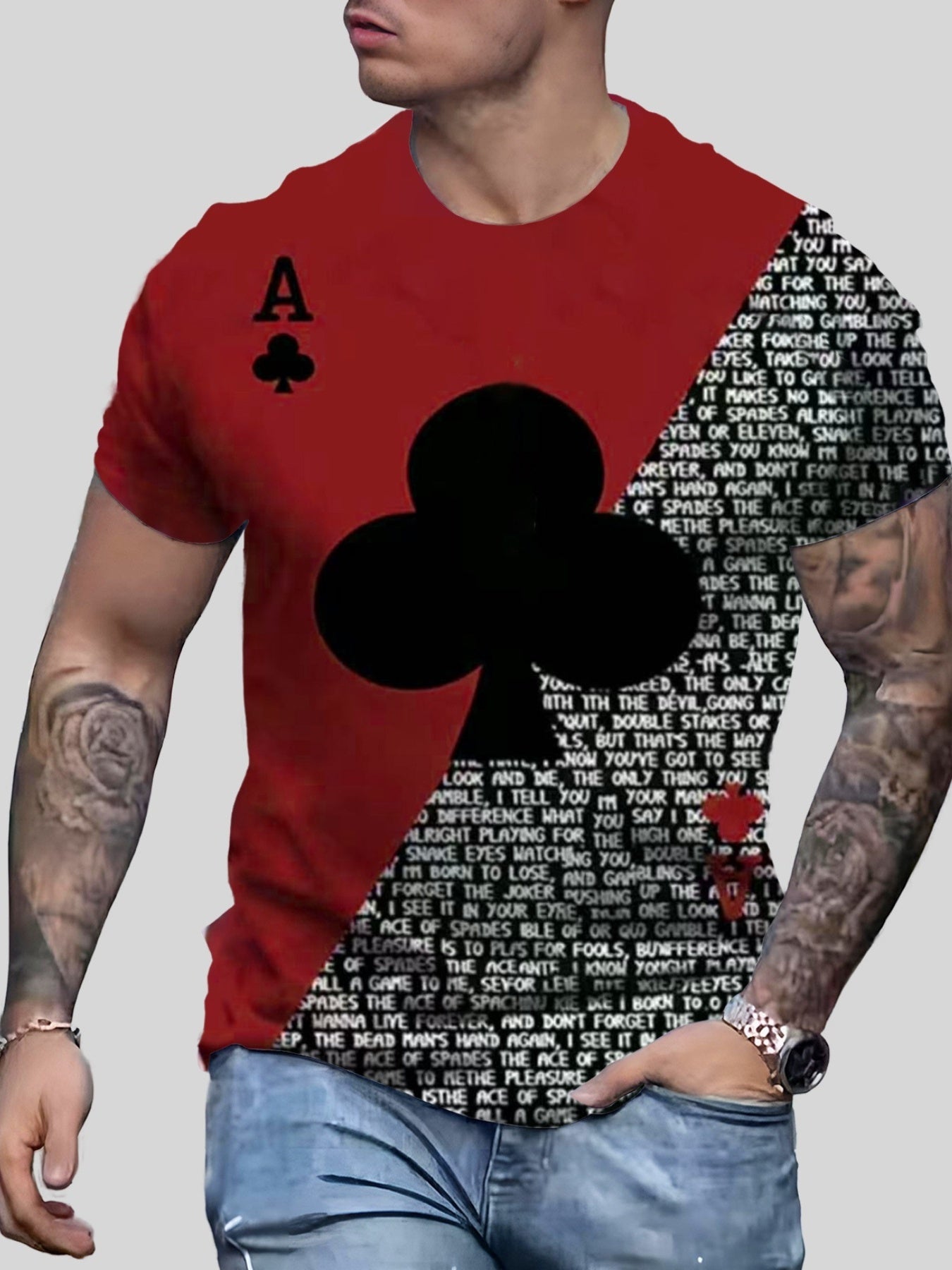 Poker Pattern Men's T shirt Hip hop Style Tees For Summer