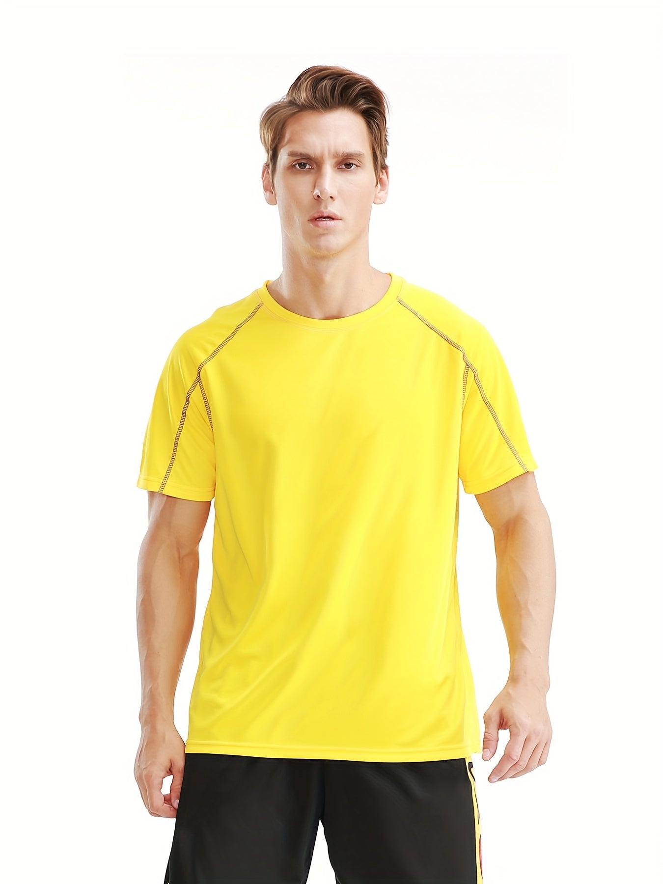 Men's Active Stretch Crew Neck Tee for Outdoor Activities