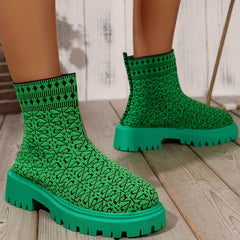 Women's Print Medium Tube Boots Comfortable Non slip Outdoor Boots
