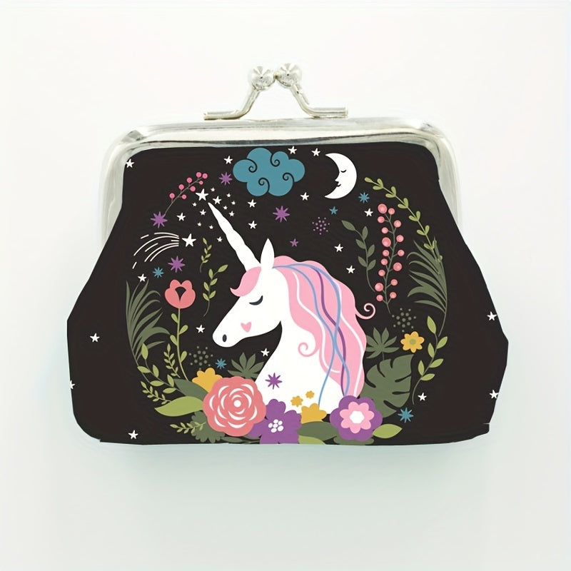 Cartoon Unicorn Graphic Coin Purse Wallet Portable Bag for Girls