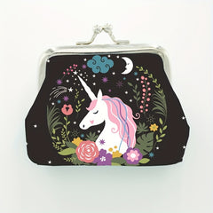 Cartoon Unicorn Graphic Coin Purse Wallet Portable Bag for Girls