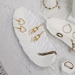 Feather Shape Storage Tray Silicone Mold DIY Gypsum Cement Dish Jewelry Resin
