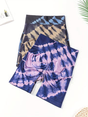 3-Pack Seamless Tie Dye Biker Shorts High Waist High Stretch