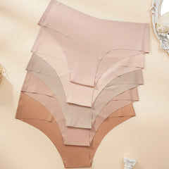 5pcs Solid Hipster Panties Seamless Skin-friendly Intimates Women's Lingerie