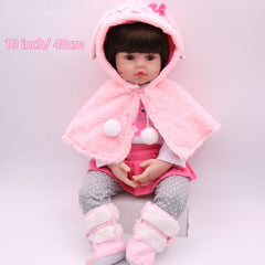 19" Soft Vinyl Reborn Baby Doll Glued Hairwig Pink Rabbit Outfit