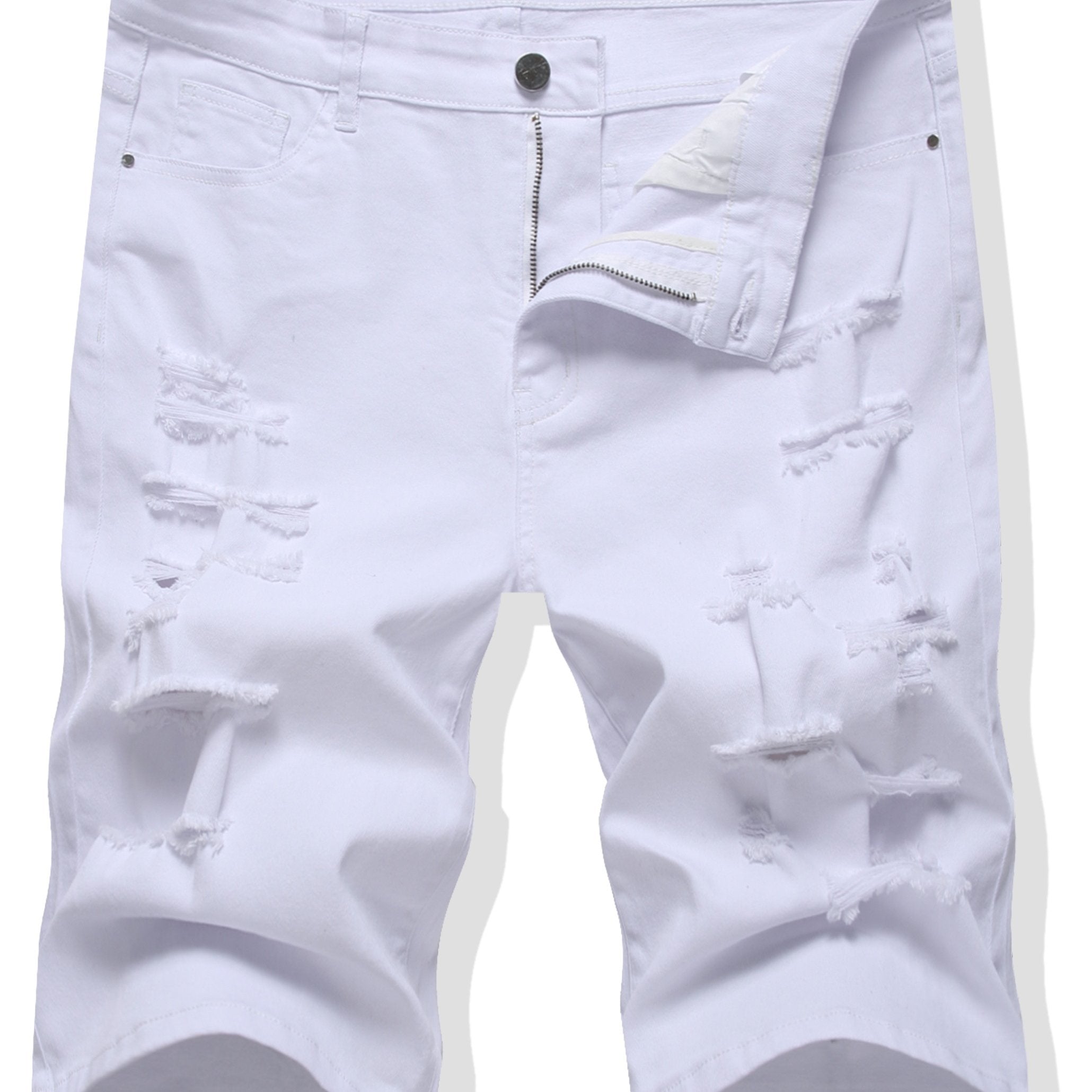 Men's Ripped Denim Shorts Casual Straight