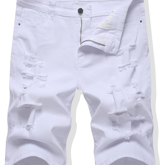 Men's Ripped Denim Shorts Casual Straight