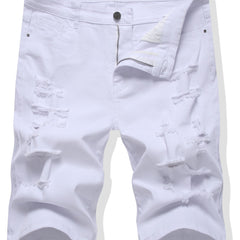 Men's Ripped Denim Shorts Casual Straight