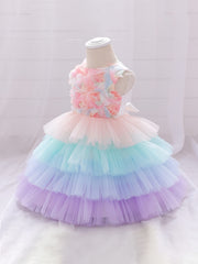 Baby Girls Flower Mesh Sleeveless Dress