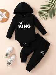 Baby Toddler KING Hooded Romper Pants Set
