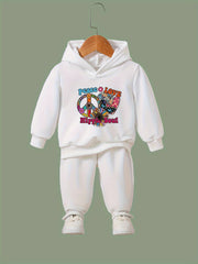 2pcs Peace Love Hippie Soul Girls Activewear Set