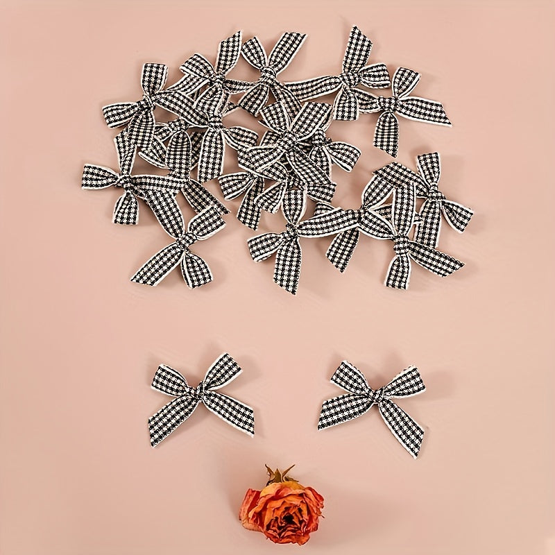 20Pcs Christmas Mini Plaid Ribbon Bow DIY Crafts Decorations