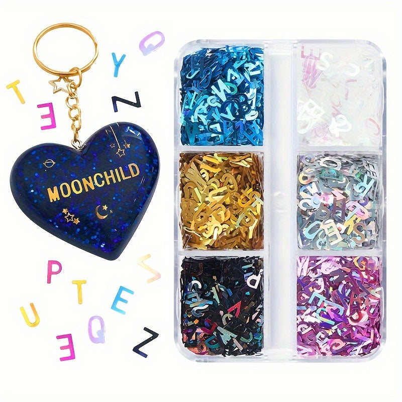 Holographic Alphabet Glitter Flakes Resin Mold Filler