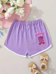 Girls Crystal Bear Graphic Sports Track Pants