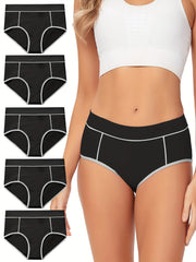 5 Pack Plus Size Panties Set Women's Plus Comfort Solid Full Cover