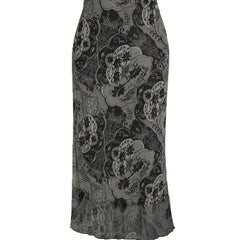 Vintage Floral Print High Waist Midi Skirt for Spring & Summer