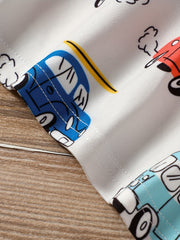 Car Print T-shirt & Shorts Set for Boys Kids Summer Outfit