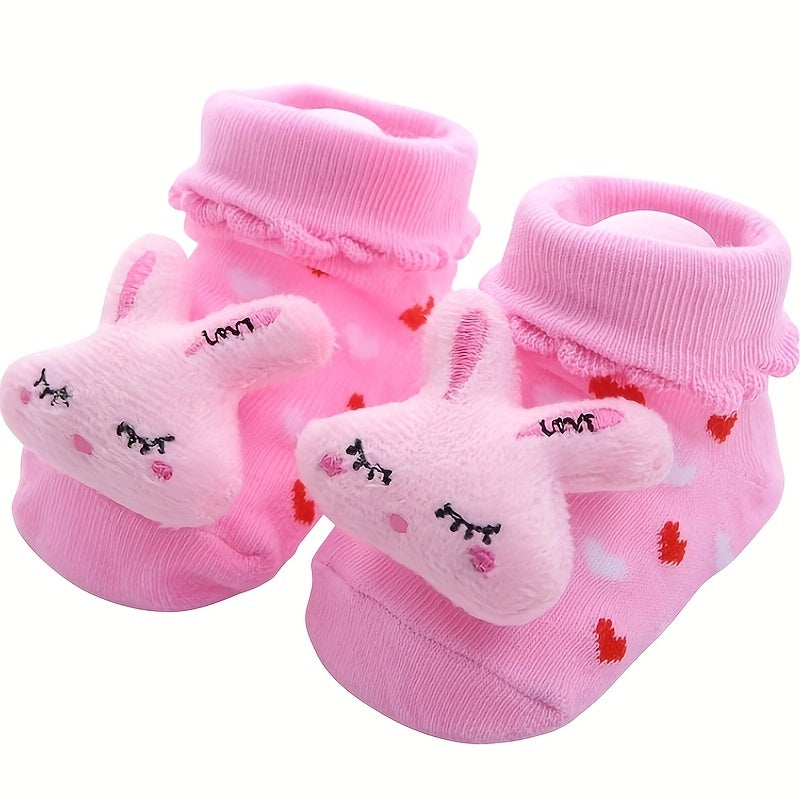 Striped Plush Doll Decor Floor Socks for Baby Boys and Girls