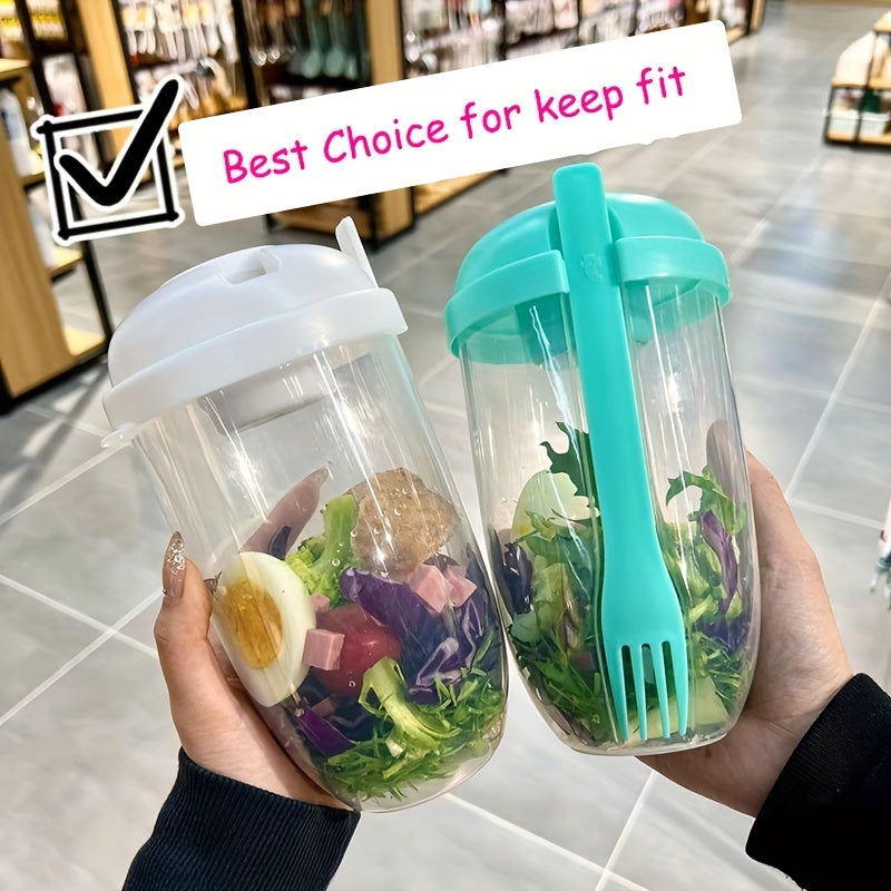 Portable Salad Cup Set with Fork and Sauce Cup for Picnics Bento Lunches