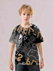 3D Golden Retriever Print Kid's T shirt Short Sleeve Top