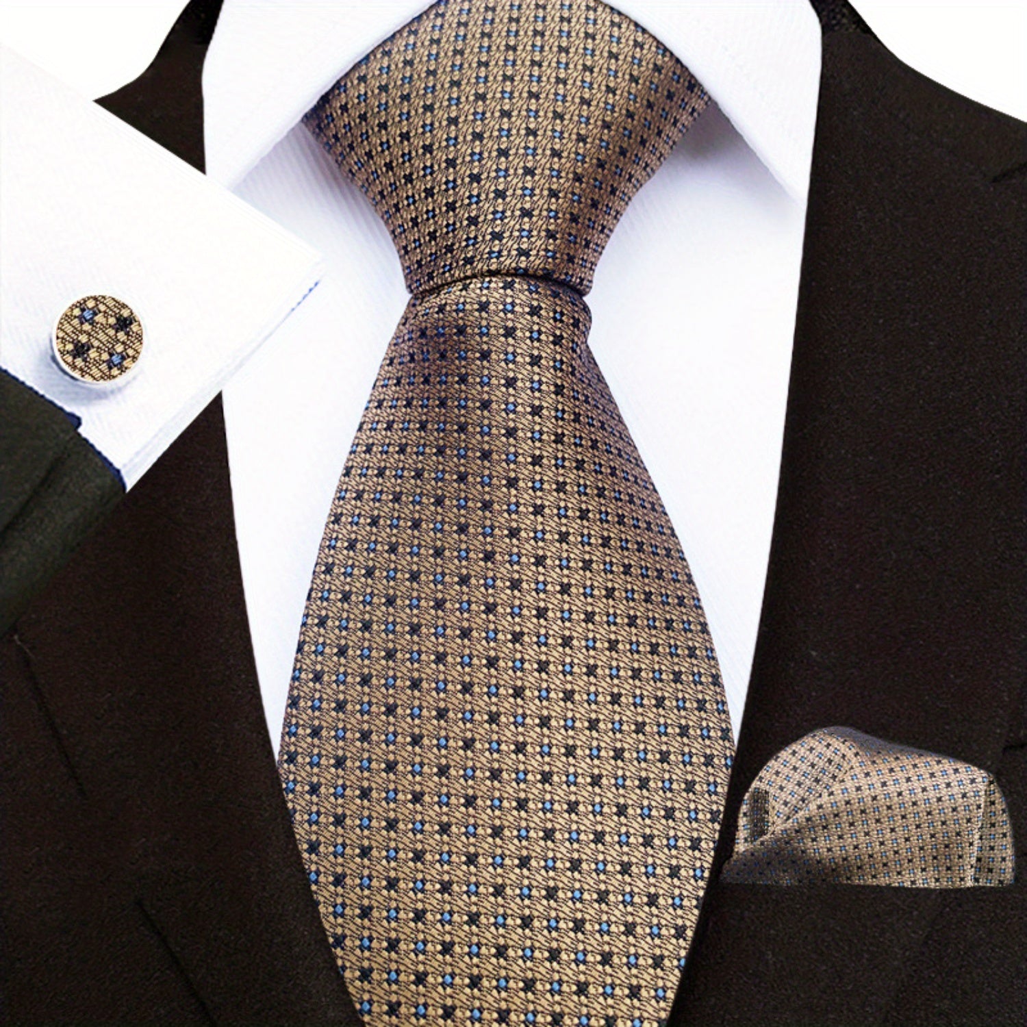 Men's Paisley Floral Necktie Set with Handkerchief and Clip