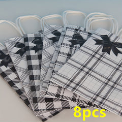 8pcs Plaid Gift Bags with Handle for Christmas Party Wedding Birthday Favor Bags