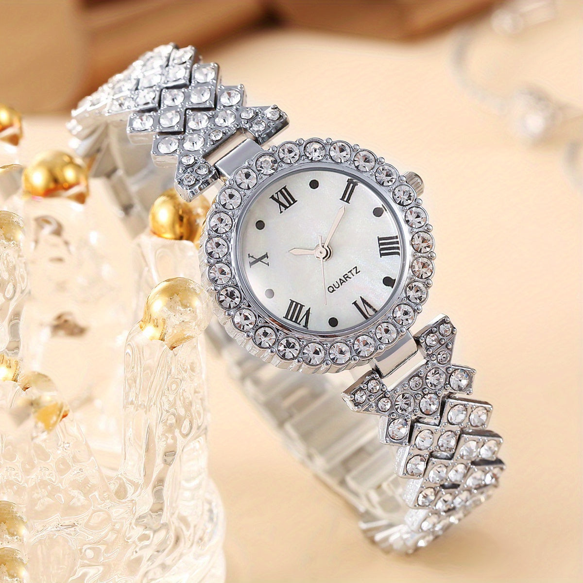 Kids Rhinestone Round Watch + 5 Jewelry Sets