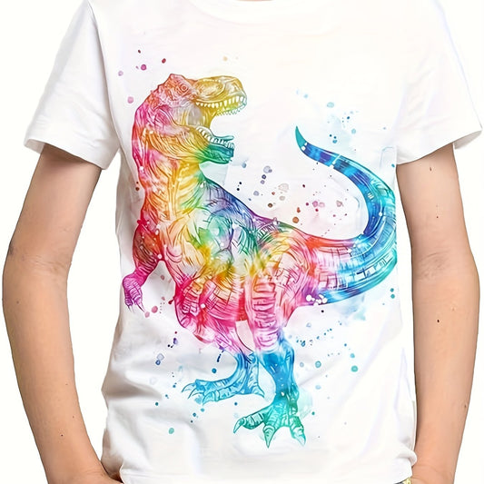 3D Tie Dye Dino Graphic Short Sleeve T shirt For Girls boys Sports Summer