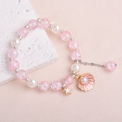 Girls Crystal Princess Bracelet With Shell Faux Pearl Decor