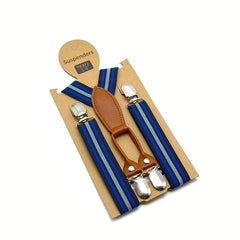 Kids Leather Suspenders Elastic Braces Adjustable 2 4 Clip