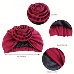 Satin Lined Turban Cap Double Layer Head Wrap Elastic Bonnet Chemo Hats