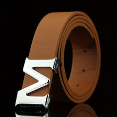 Men's M Pattern Buckle Belt for Outdoor Party Business