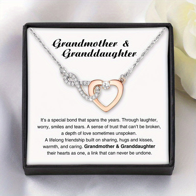 Heart Necklace Interlocking Infinite Symbol Zircon Grandma And Granddaughter
